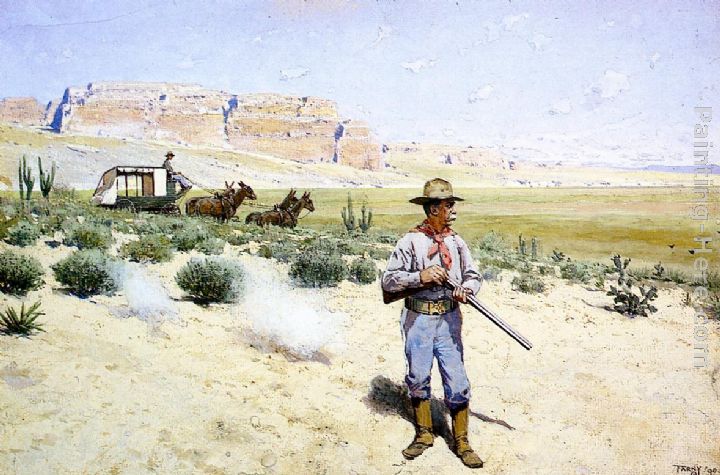 Defending the Stagecoach painting - Henry Farny Defending the Stagecoach art painting